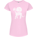 A Dinosaur Skeleton With a Full Moon Halloween Womens Petite Cut T-Shirt Light Pink