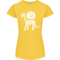 A Dinosaur Skeleton With a Full Moon Halloween Womens Petite Cut T-Shirt Yellow