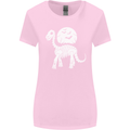 A Dinosaur Skeleton With a Full Moon Halloween Womens Wider Cut T-Shirt Light Pink