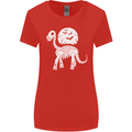 A Dinosaur Skeleton With a Full Moon Halloween Womens Wider Cut T-Shirt Red