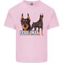 A Doberman Illustration Dog Kids T-Shirt Childrens Light Pink
