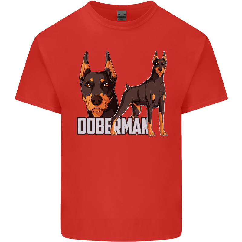 A Doberman Illustration Dog Kids T-Shirt Childrens Red