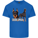 A Doberman Illustration Dog Kids T-Shirt Childrens Royal Blue
