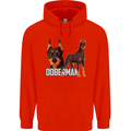 A Doberman Illustration Dog Mens 80% Cotton Hoodie Bright Red