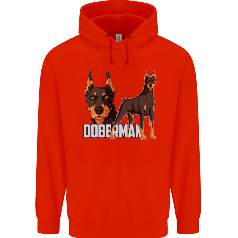 A Doberman Illustration Dog Mens 80% Cotton Hoodie Bright Red