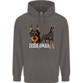 A Doberman Illustration Dog Mens 80% Cotton Hoodie Charcoal