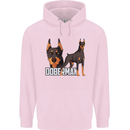 A Doberman Illustration Dog Mens 80% Cotton Hoodie Light Pink