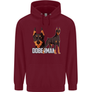 A Doberman Illustration Dog Mens 80% Cotton Hoodie Maroon