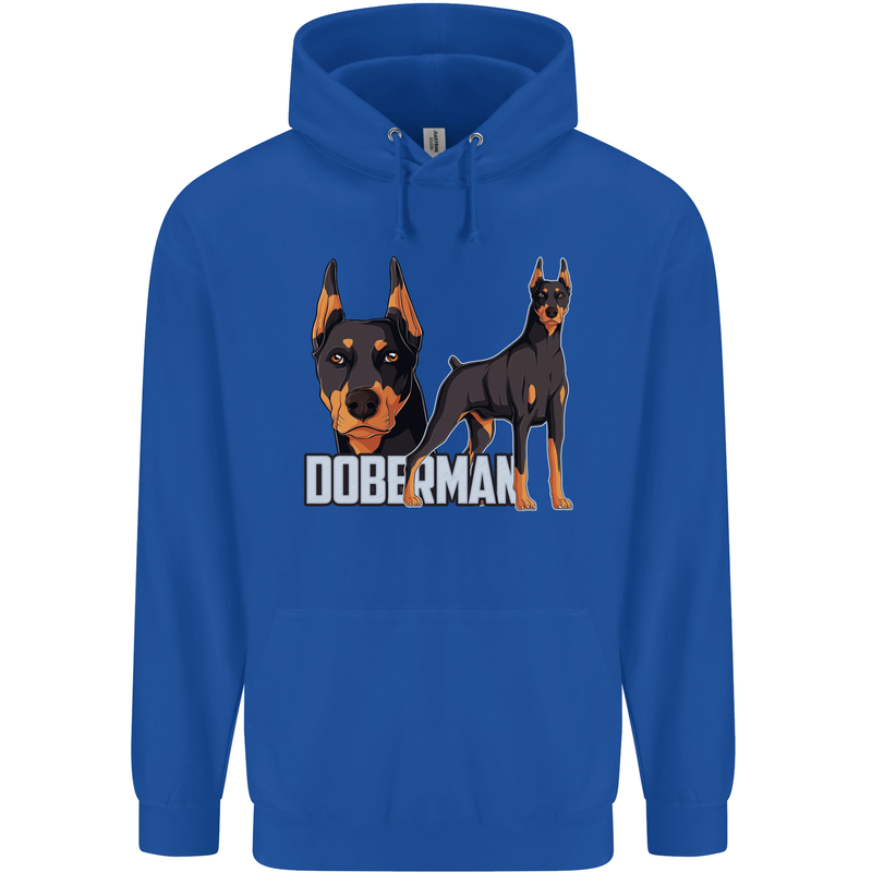 A Doberman Illustration Dog Mens 80% Cotton Hoodie Royal Blue