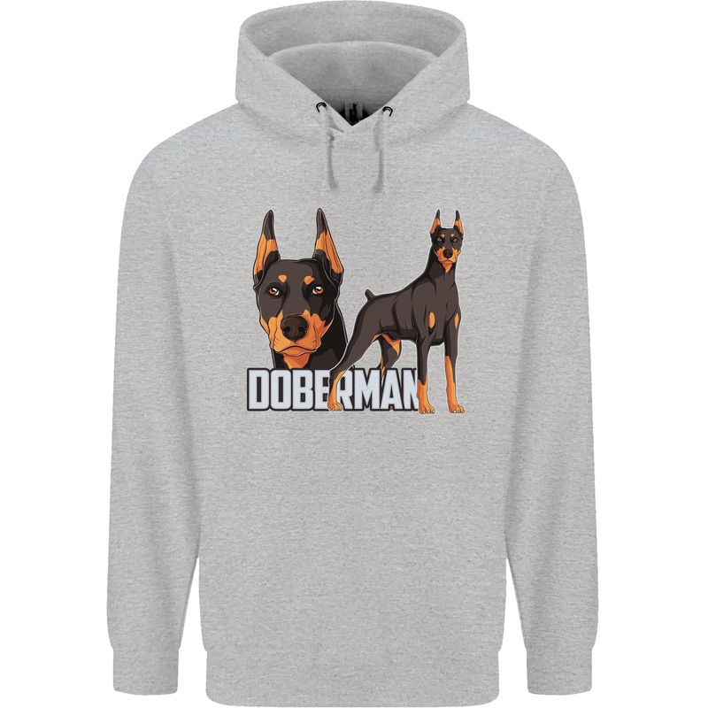 A Doberman Illustration Dog Mens 80% Cotton Hoodie Sports Grey