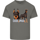 A Doberman Illustration Dog Mens Cotton T-Shirt Tee Top Charcoal
