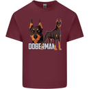 A Doberman Illustration Dog Mens Cotton T-Shirt Tee Top Maroon