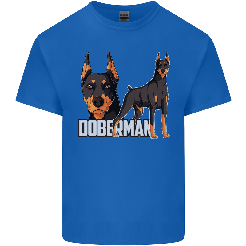A Doberman Illustration Dog Mens Cotton T-Shirt Tee Top Royal Blue