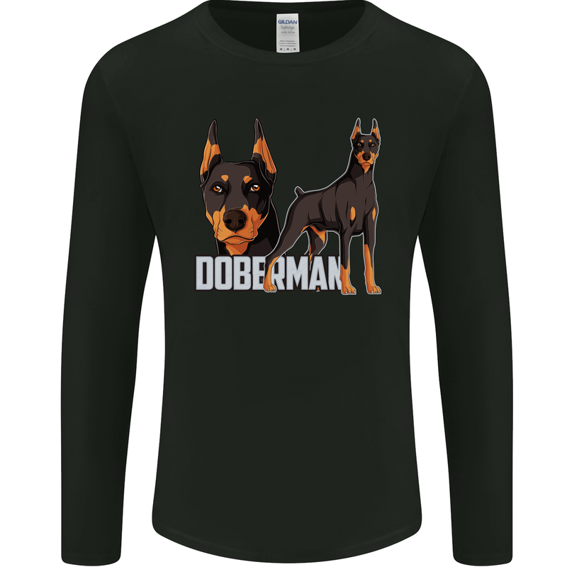 A Doberman Illustration Dog Mens Long Sleeve T-Shirt Black