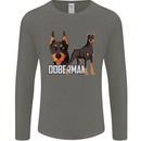 A Doberman Illustration Dog Mens Long Sleeve T-Shirt Charcoal