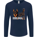 A Doberman Illustration Dog Mens Long Sleeve T-Shirt Navy Blue