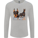 A Doberman Illustration Dog Mens Long Sleeve T-Shirt Sports Grey