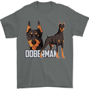 A Doberman Illustration Dog Mens T-Shirt 100% Cotton Charcoal