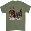 A Doberman Illustration Dog Mens T-Shirt 100% Cotton Military Green