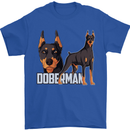 A Doberman Illustration Dog Mens T-Shirt 100% Cotton Royal Blue