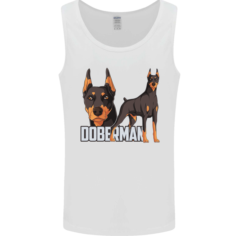 A Doberman Illustration Dog Mens Vest Tank Top White