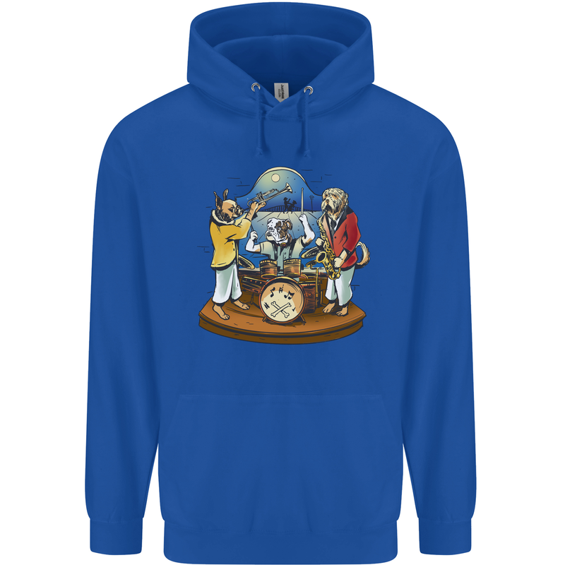 A Dog Jazz Band Music Drums Trumpet Mens 80% Cotton Hoodie Royal Blue