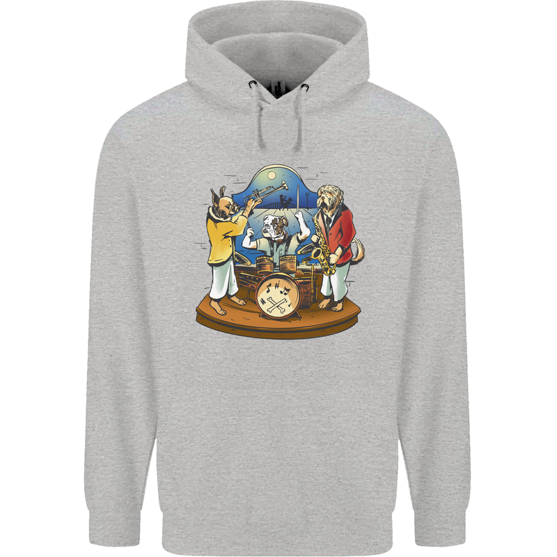 A Dog Jazz Band Music Drums Trumpet Mens 80% Cotton Hoodie Sports Grey