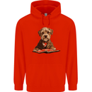 A Dog Reading a Book Mens 80% Cotton Hoodie Bright Red