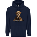 A Dog Reading a Book Mens 80% Cotton Hoodie Navy Blue