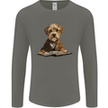 A Dog Reading a Book Mens Long Sleeve T-Shirt Charcoal