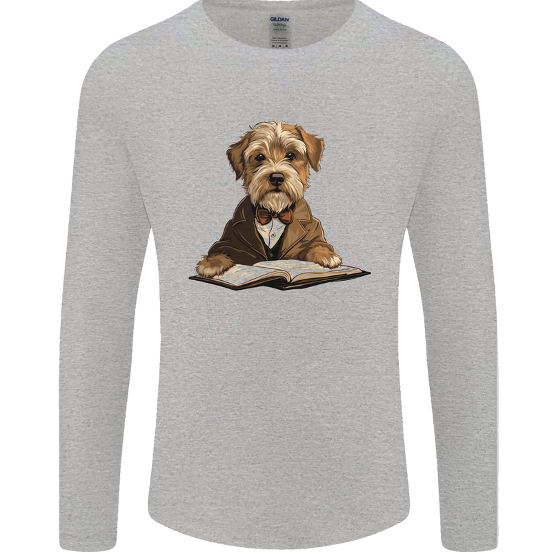 A Dog Reading a Book Mens Long Sleeve T-Shirt Sports Grey