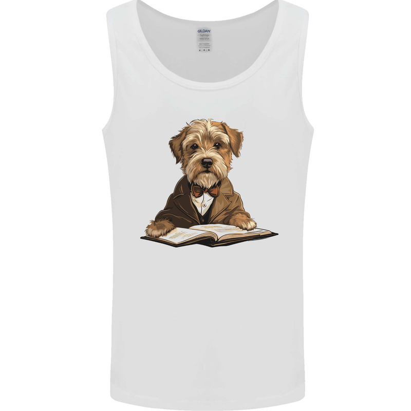 A Dog Reading a Book Mens Vest Tank Top White