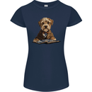 A Dog Reading a Book Womens Petite Cut T-Shirt Navy Blue