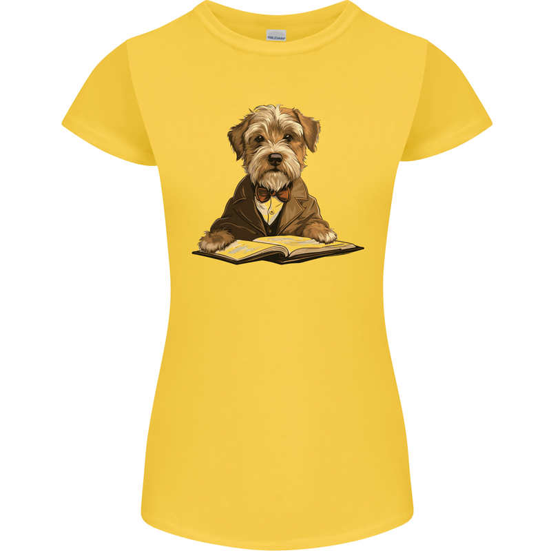 A Dog Reading a Book Womens Petite Cut T-Shirt Yellow