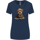 A Dog Reading a Book Womens Wider Cut T-Shirt Navy Blue