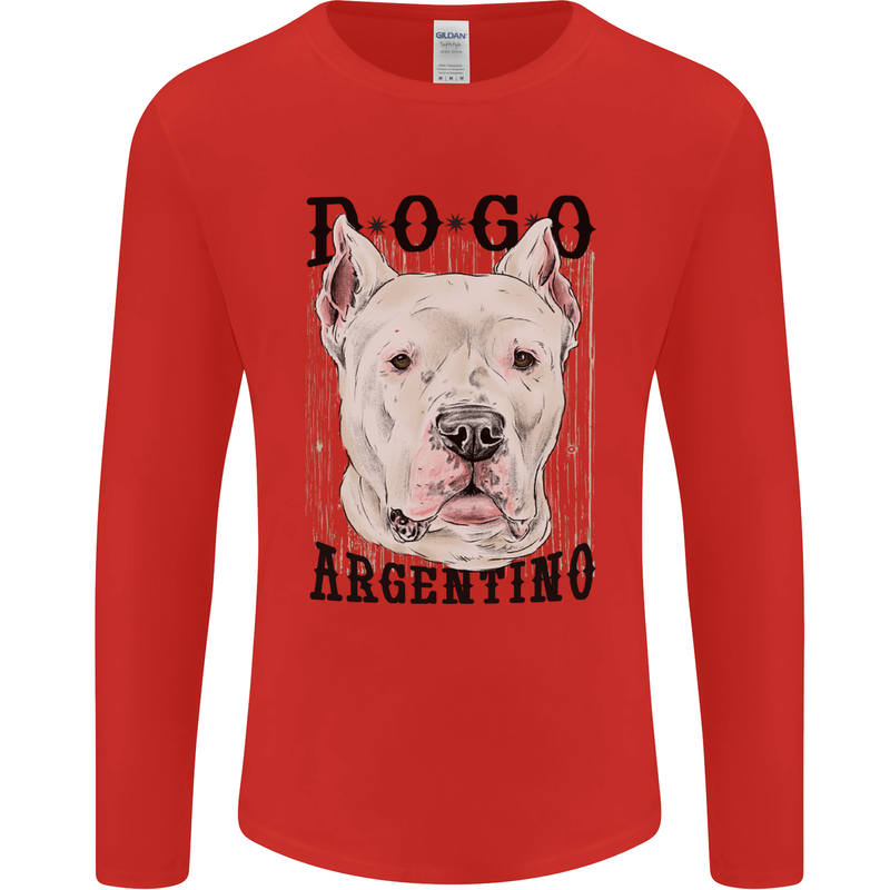 A Dogo Argentino Dog Mens Long Sleeve T-Shirt Red