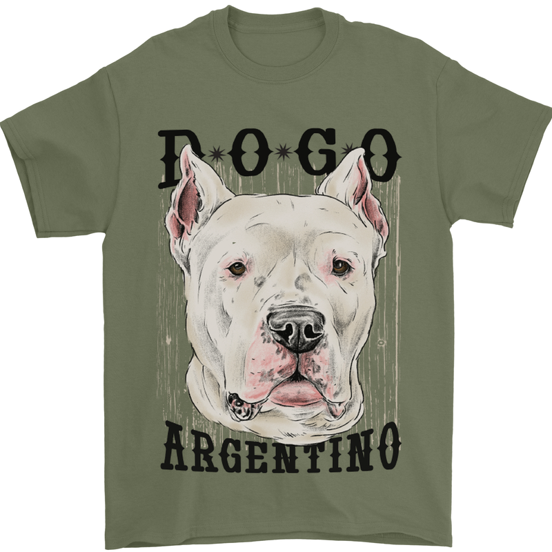 A Dogo Argentino Dog Mens T-Shirt 100% Cotton Military Green