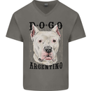 A Dogo Argentino Dog Mens V-Neck Cotton T-Shirt Charcoal