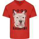 A Dogo Argentino Dog Mens V-Neck Cotton T-Shirt Red