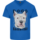 A Dogo Argentino Dog Mens V-Neck Cotton T-Shirt Royal Blue