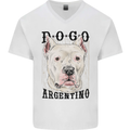 A Dogo Argentino Dog Mens V-Neck Cotton T-Shirt White