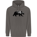 A Double Exposure Grizzly Bear Trekking Mens 80% Cotton Hoodie Charcoal