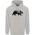 A Double Exposure Grizzly Bear Trekking Mens 80% Cotton Hoodie Sports Grey