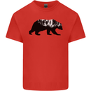 A Double Exposure Grizzly Bear Trekking Mens Cotton T-Shirt Tee Top Red