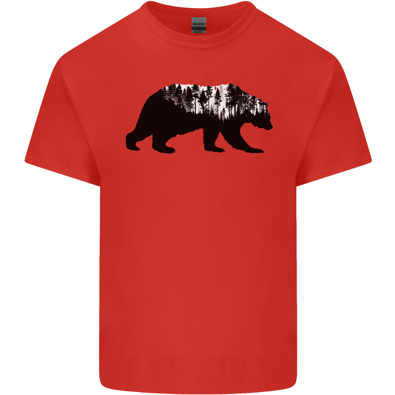 A Double Exposure Grizzly Bear Trekking Mens Cotton T-Shirt Tee Top Red