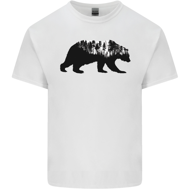 A Double Exposure Grizzly Bear Trekking Mens Cotton T-Shirt Tee Top White
