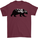 A Double Exposure Grizzly Bear Trekking Mens T-Shirt 100% Cotton Maroon
