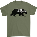 A Double Exposure Grizzly Bear Trekking Mens T-Shirt 100% Cotton Military Green