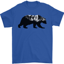 A Double Exposure Grizzly Bear Trekking Mens T-Shirt 100% Cotton Royal Blue