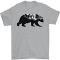 A Double Exposure Grizzly Bear Trekking Mens T-Shirt 100% Cotton Sports Grey